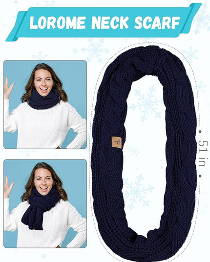 Winter Beanie Hat Scarf Gloves, Warm Fleece Knit Hats Touch Screen Gloves Neck Scarf Set Winter Gifts for Unisex Adult