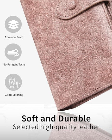 SENDEFN Wallet for Women RFID Blocking Leather Clutch Long Purse Large Capacity Credit Card Holder Wristlet