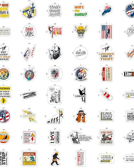 100Pcs Lineman Stickers for Hard Hats, Funny, for Water Bottle - Lineman Party Supplies & Party Decorations - Hard Hat Stickers - Gift for Women & Men