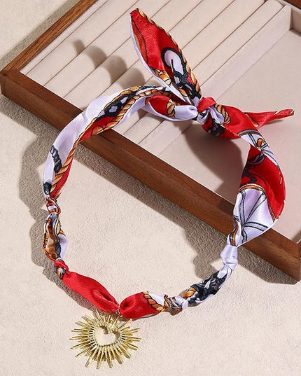 HETICA Scarf Necklace for Women Silk Western Charm Necklaces Fashion Accessory Jewelry Gift