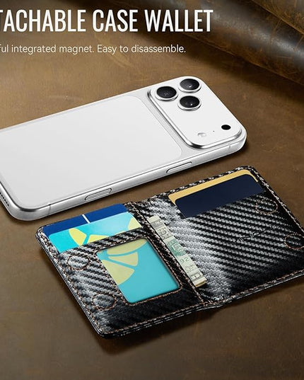 Vinich for Magsafe Wallet Magnetic RFID Blocking Card Holder Compatible with MagSafe Phones and Cases, Strong Magnet Minimalist Phone Wallet for iPhone 17/16/15/14/13/12/Pro/Max/Plus/Air, Carbon Black