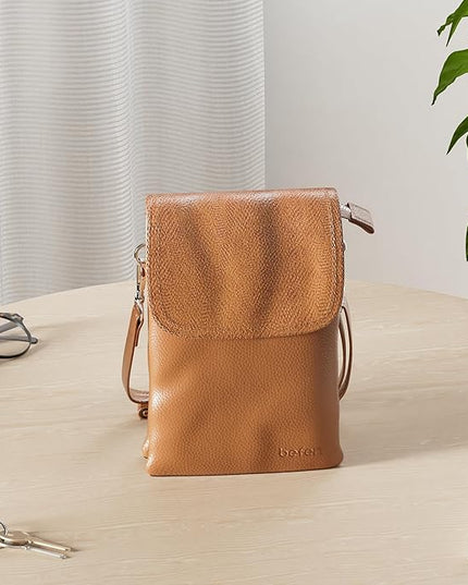 befen Genuine Leather Small Crossbody Bags for Women Cell Phone Bag Cross Body Purses,Silver Zipper