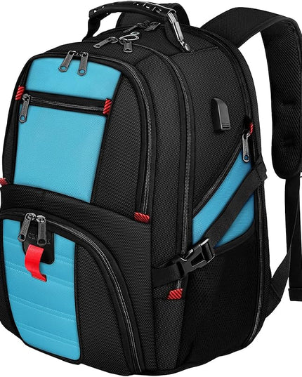 YOREPEK 18.4 Laptop Backpack, Large Backpacks with USB Charger Port, TSA Friendly Flight Approved Weekend Carry on Backpack with Luggage Strap for Men and Women, Blue