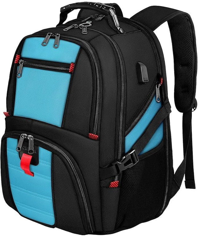 YOREPEK 18.4 Laptop Backpack, Large Backpacks with USB Charger Port, TSA Friendly Flight Approved Weekend Carry on Backpack with Luggage Strap for Men and Women, Blue