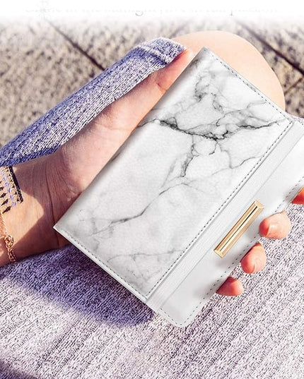 Passport Holder Cover Travel RFID Blocking Passport Cover Rose Gold Cute Flowers Passport Wallet with Elastic Band for Women
