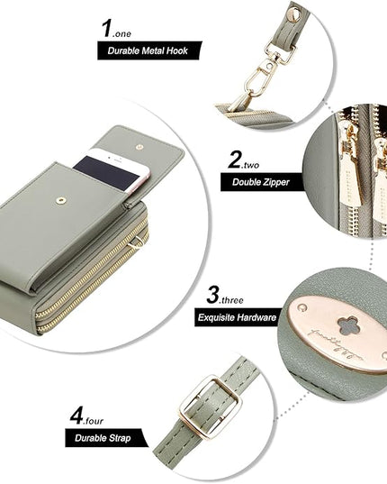 KUKOO Small Crossbody Bag Cell Phone Purse Wallet with Credit Card Slots for Women
