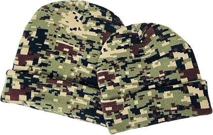 Super Soft Adult & Child Camo Print Winter Knit Beanie Set