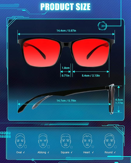 TIJN Blue Light Glasses for Men Women - Red Light Glasses for Computer Gaming - Dual AR Coating Lens - Screen Fatigue & UV Protection