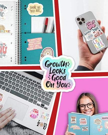 300PCS Motivational & Affirmation Stickers – for Vision Board, Positive Inspirational Decals for Water Bottles, Laptops, Planners, Journals, Scrapbooks & Teachers