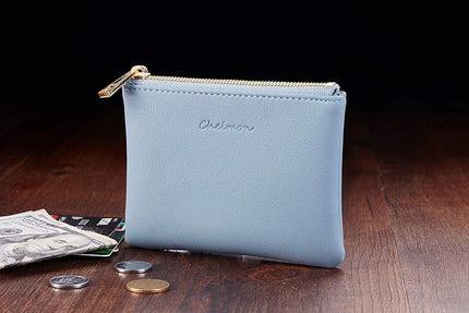 Chelmon Vegan Leather Coin Purse Pouch Change Purse With Zipper For Men Women