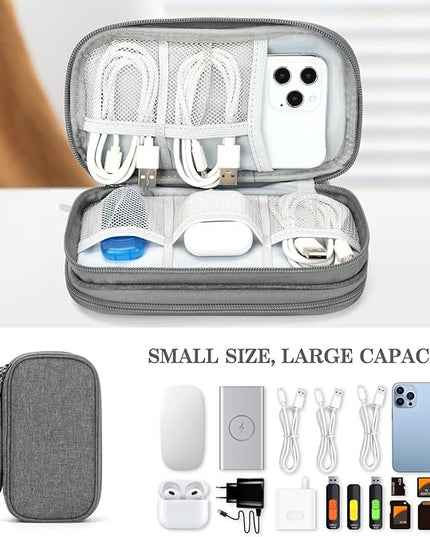 FYY Travel Cable Organizer Pouch Electronic Accessories Carry Case Portable Waterproof Double Layers All-in-One Storage Bag for Cord, Charger, Phone, Earphone Dark Grey