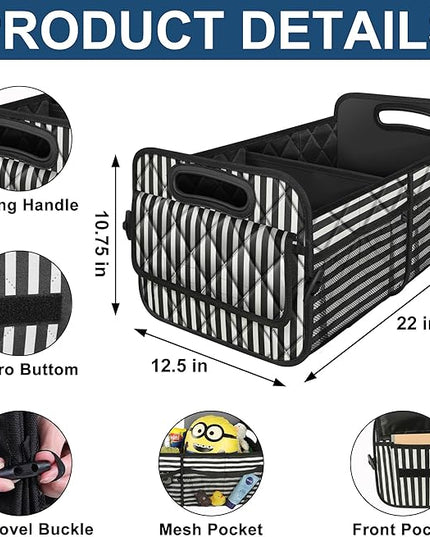 Deosk Car Trunk Organizer for SUVs, Cars and Trucks with 6 Big Pockets, Waterproof Polyester Storage Box