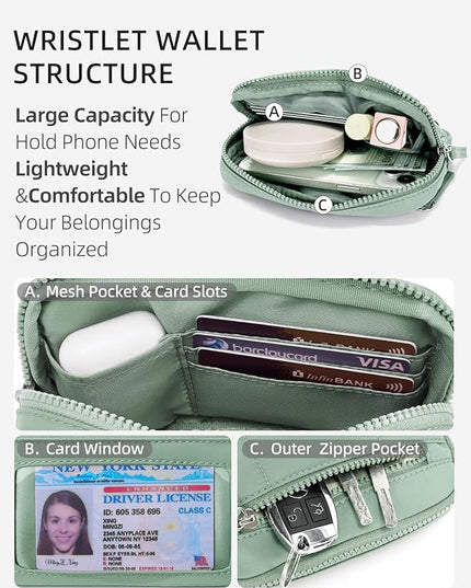 WESTBRONCO Wristlet Wallets for Women Nylon Quilted RFID Wallet with 3 Zipper Purse for Travel