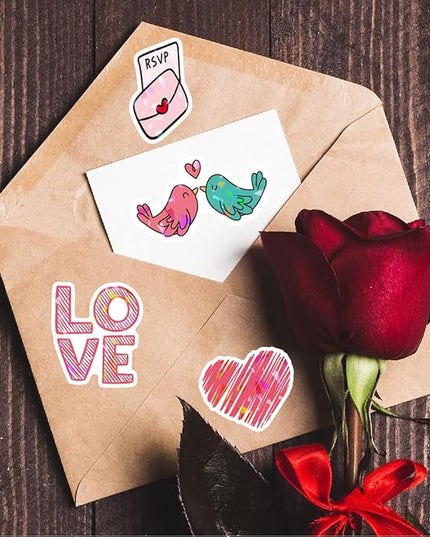 100Pcs Theme Love Holographic Romantic Stickers,Funny Heart Glitter Sticker Pack Waterproof Vinyl Decals,Cool Sparkly Water Bottles,I Love You Stickers for Adults, Teens, Kids