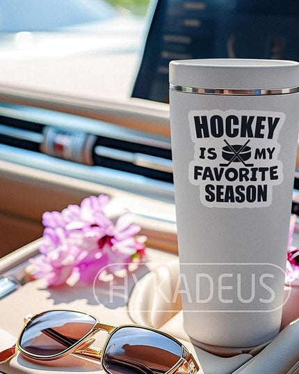 (3PCS) Hockey Stickers – Hockey is My Favorite Season Waterproof Vinyl Decals for Laptop, Water Bottle, Tumbler, Phone, Scrapbook, Hockey Gifts for Teen Girls, Boys, Players & Fans, 3" x 3"