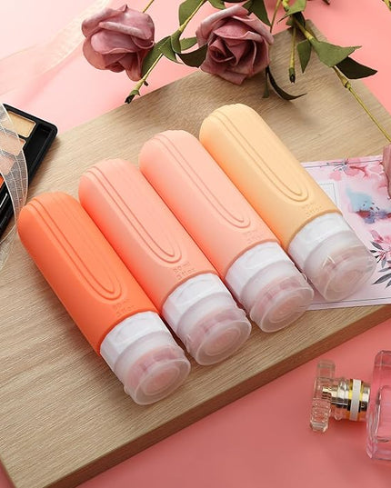Travel Bottles for Toiletries, Tsa Approved 3oz Travel Size Containers BPA Free Leak Proof Refillable Liquid Silicone Squeezable Travel Accessories for Shampoo Conditioner Lotion (4 Pack)