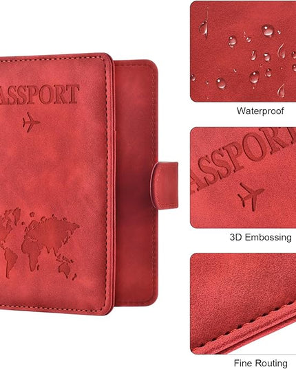 Eoehro Passport Holder for Travel Essentials, Passport Wallet Cover Case for Travel Must Haves Accessories,Passport Book Holders for Women and Men(red)