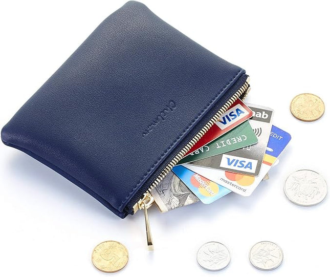 Chelmon Vegan Leather Coin Purse Pouch Change Purse With Zipper For Men Women