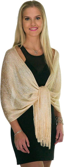 ShineGlitz Shawls and Wraps for Evening Dresses, Metallic Glitter Shawls for Women, Sparkling Wedding Giving Shawl Gift