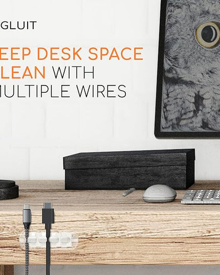 GLUIT Adhesive Desktop Cable Organizer Versatile Cord Holders Wire Clips and Cable Holder Cord Organizer for Desk Table Accessories Office Spaces New Transparent 5 Pack
