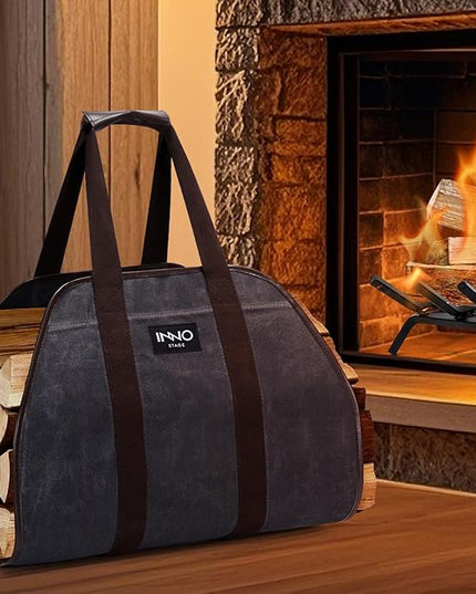 INNO STAGE Canvas Wood Carriers Log Tote Bag,40"X19" Firewood Holder,Fireplace Wood Stove Accessories