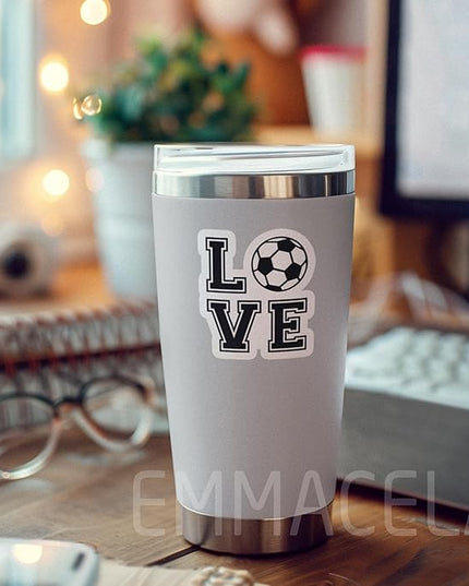 Love Soccer Stickers – Waterproof Vinyl Decals for Tumblers, Laptops, Water Bottles, Phones, Scrapbooks – Cute Soccer Design for Players, Fans, and Teams – 3" x 2.6" (3PCS).