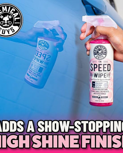 Chemical Guys Speed Wipe Quick Detailer - High Gloss, Streak-Free Shine, Detail Spray for Cars, Trucks, Motorcycles, RVs, and More, Safe on Paint, Glass, Wheels, and Trim, Cherry Scent, 16 fl oz