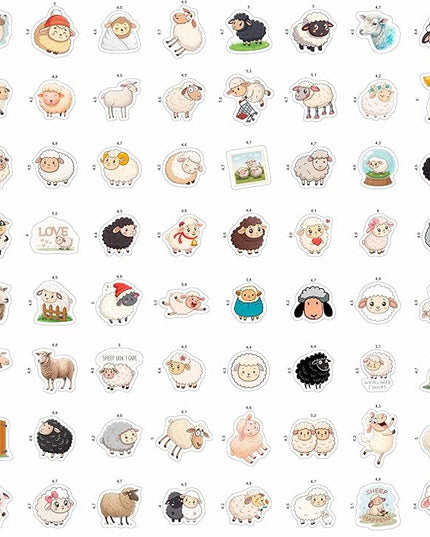 100Pcs Sheep Stickers for Scrapbooking - Sheep Gifts, Party Supplies - Lamb & Farm Animal Stickers - Gift for Women & Men