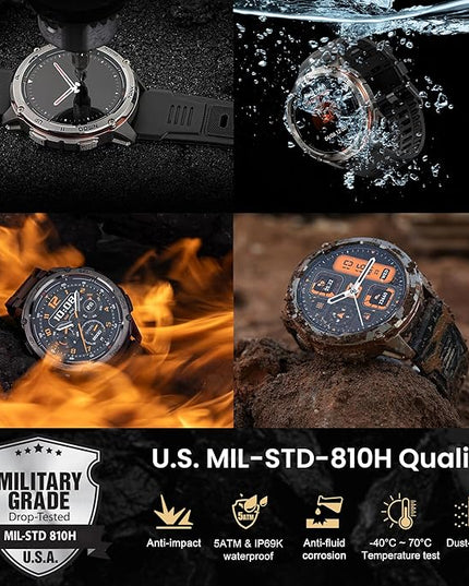 KOSPET Tank T3 Ultra 2 Smart Watch for Men GPS, Extra-Long Battery, Full Stainless Steel Body Rugged Smartwatch with Bluetooth Calling, 1.43" AMOLED Display, Pressure&Altitude&Compass