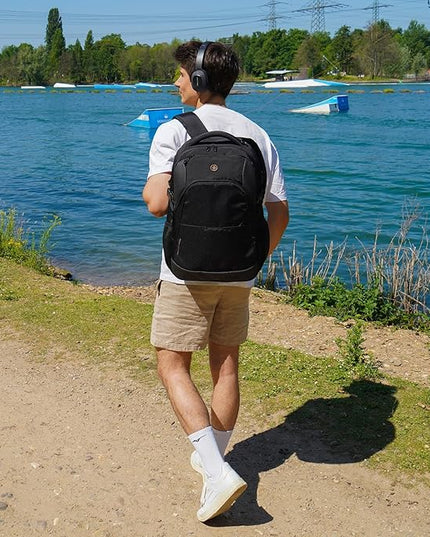 Swissdigital Design Travel Laptop Backpack, Laptops Backpack with USB Charging Port for Men Women Fits 16 Inch Notebook, Black | SD1670-01