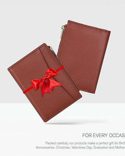 Oak Leathers Leather Wallet For Women - Small RFID Coin Purse Credit Card & ID Holder for Ladies, Gift for Women's, Bifold Wallets (Nappa Cognac)