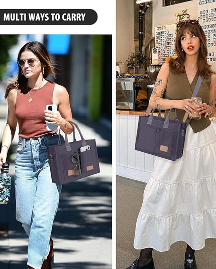 Canvas Tote Bag for Women Crossbody Work Purse with Pockets Top Handle Handbag Satchel Bags for Travel Nurse Teacher