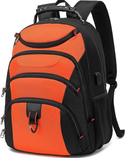 Boavan Laptop Backpack for men, 15.6 inch Laptop Bag with USB Port, Waterproof Travel Work Backpack Purse, Anti-Theft Teacher Nurse Doctor Casual Bookbags Office Business backpack，Orange Black