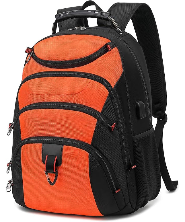 Boavan Laptop Backpack for men, 15.6 inch Laptop Bag with USB Port, Waterproof Travel Work Backpack Purse, Anti-Theft Teacher Nurse Doctor Casual Bookbags Office Business backpack，Orange Black