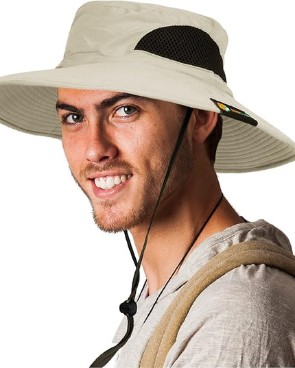 SUN CUBE Wide Brim Sun Hat Men Women, Fishing Hats Sun UV Protection, Mens Hiking Bucket Hat Safari Beach Boonie, UPF 50+