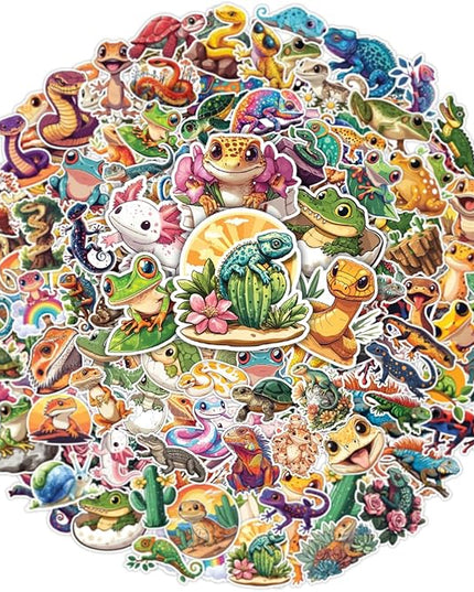 100pcs Reptile Stickers for Kids Waterproof Decals for Water Bottles Laptop Luggage Computer Scrapbooking Teens Adults Girls Funny Party Birthday Decorations