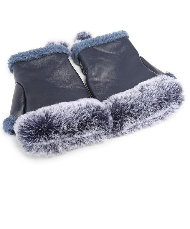 Cute Winter Gloves - Fuzzy Furry Faux Fur Lined, Warm Hands Warmer for Women