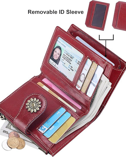 Lavemi Womens Leather Wallet Small Compact RFID Blocking Credit Card Case Purse with Zipper Pocket | Small, Compact, RFID Blocking, Zipper Pocket, Small, Compact