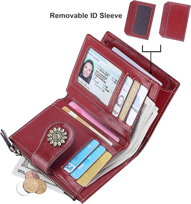 Lavemi Womens Leather Wallet Small Compact RFID Blocking Credit Card Case Purse with Zipper Pocket | Small, Compact, RFID Blocking, Zipper Pocket, Small, Compact