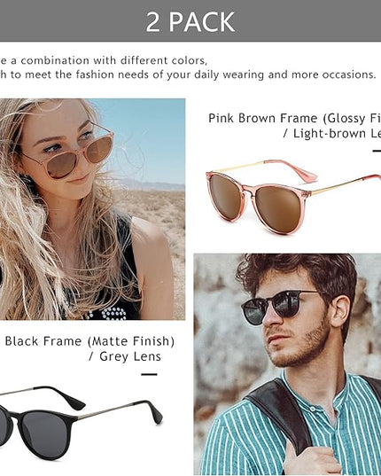 SUNGAIT Premium Vintage Round Sunglasses for Women Men Classic Retro Trendy Style