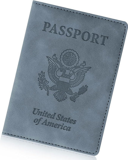 Passport Holder for Travel Essentials,RFID Blocking Passport Cover Wallet Card Case for Women and Men (Navy Gray)