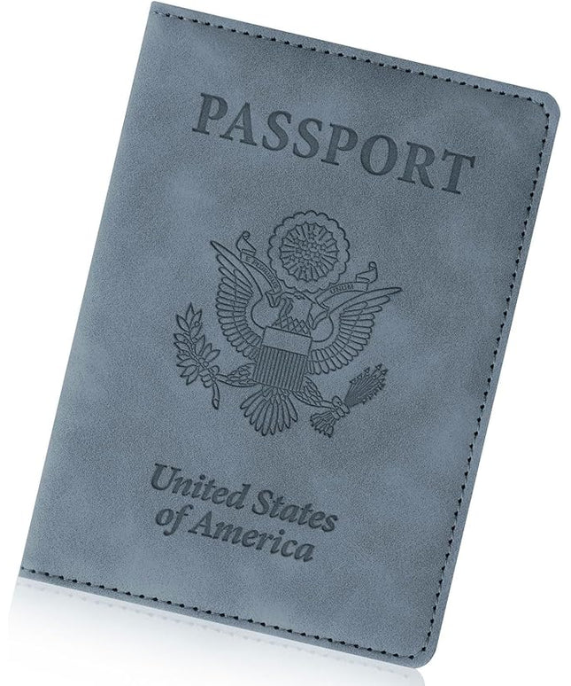 Passport Holder for Travel Essentials,RFID Blocking Passport Cover Wallet Card Case for Women and Men (Navy Gray)