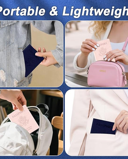 Passport Holder, Passport Holder for Travel, Travel Passport Holders Must Haves for Women Men, Passport Cover Passport Wallet Case Holders for Travels Cruise Ship Essentials, Dark Blue & Rose Gold