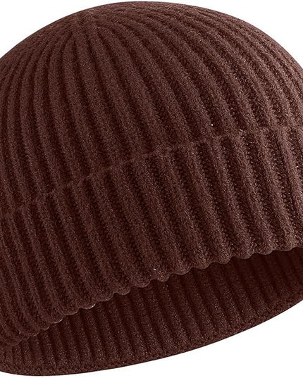 50% Wool Warm Cuffed Swag Knit Short Fisherman Beanie for Men Women Winter Hats Trawler Skull Cap