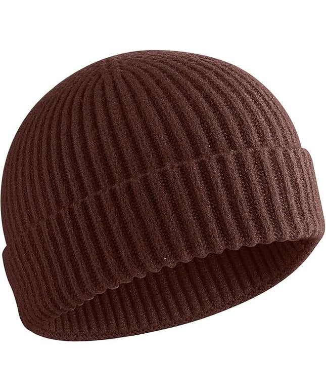 50% Wool Warm Cuffed Swag Knit Short Fisherman Beanie for Men Women Winter Hats Trawler Skull Cap