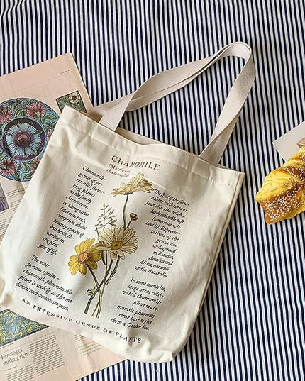 BROADREAM Aesthetic Canvas Tote Bag for Women, Vintage Reusable Book Tote Bag with Inner Zipper Pocket