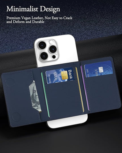 TopMade for MagSafe Wallet, Strongest Magnetic Card Holder for iPhone 17/16/15/14/13/12 Series, Minimalist Leather Trifold Magnetic Wallet for Phone Case, 9 Cards Holder, RFID Blocking, Navy Blue