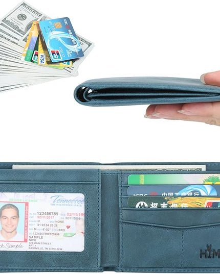Wallet for Men-Genuine Leather RFID Blocking Bifold Stylish Wallet With 2 ID Window
