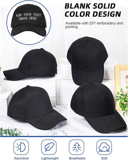 Handepo 24 Pcs Blank Baseball Cap Adjustable Back Strap Plain Blank Camouflage Hat Unisex Baseball Cap for Trucker Men Women