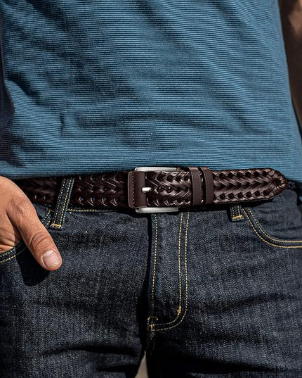 BULLIANT Mens Belts,Leather Woven Braided Belts for Gift Men Casual Jeans Golf